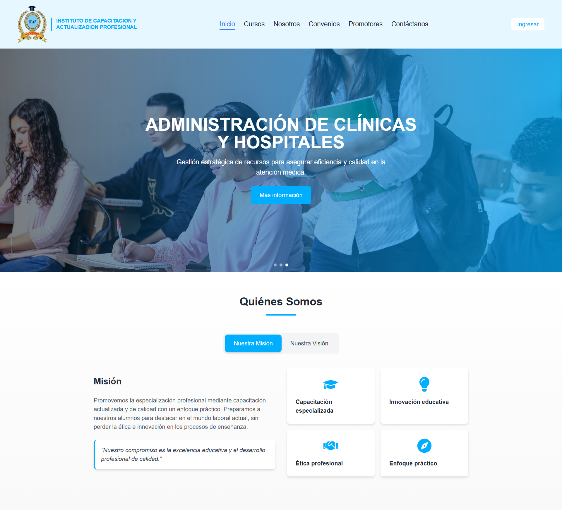 ICAP ARGDEBRA - Página web para certificados y diplomados